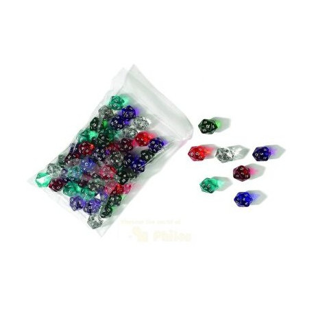 Dé à jouer acrylique 20 faces, translucide