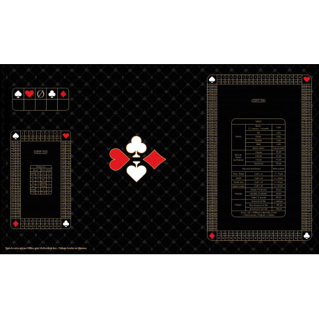 Tapis de cartes Multijeux, Néoprène, 100 x 60 cm, tableaux de score belote