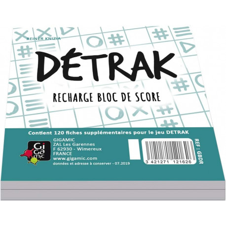 Blocs de score supplémentaires (120 fiches), Détrak, Gigamic