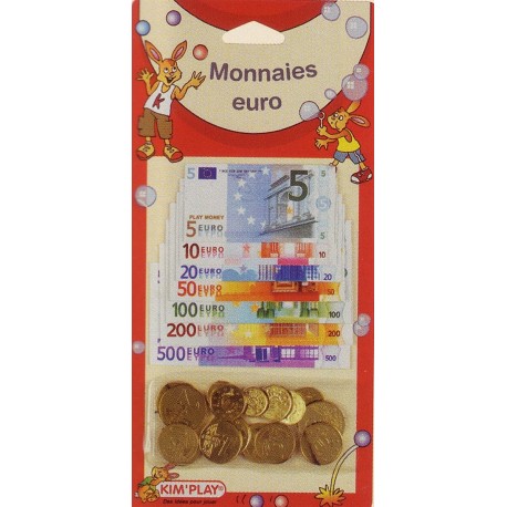 Set de pièces et billets pour jouer à la marchande, monnaie en euros