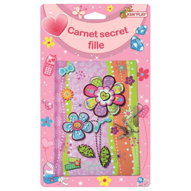 Carnet secret filles avec serrure et 2 clés