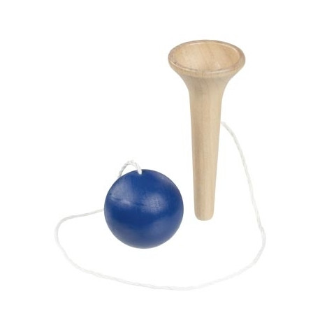Bilboquet en bois, Goki, boule bleue