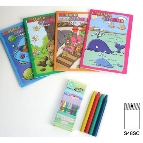 Album à colorier 16 dessins + 4 crayons