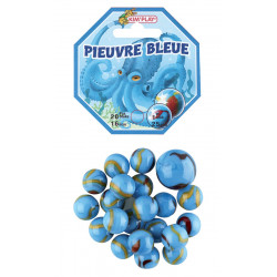 Billes Pieuvre bleue (x20) + calot. Diamètre des billes 1,6 cm et diamètre du calot 2,5 cm