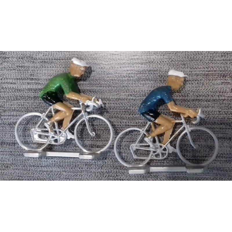 Petits coureurs cyclistes miniatures en plastique dur (x6), petit vélo