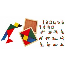 Puzzle en bois, 12 x 12 cm, 7 formes, tangram