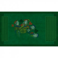 Tapis de belote, vert, avec tableau des points, Néoprène, 100 x 60 cm